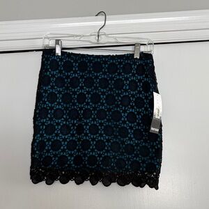 Kensie Black and Blue Lace Mini Skirt